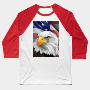 Patriotic American Flag and Bald Eagle Art Baseball T-Shirt